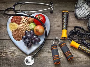 Healthy food and exercise concept