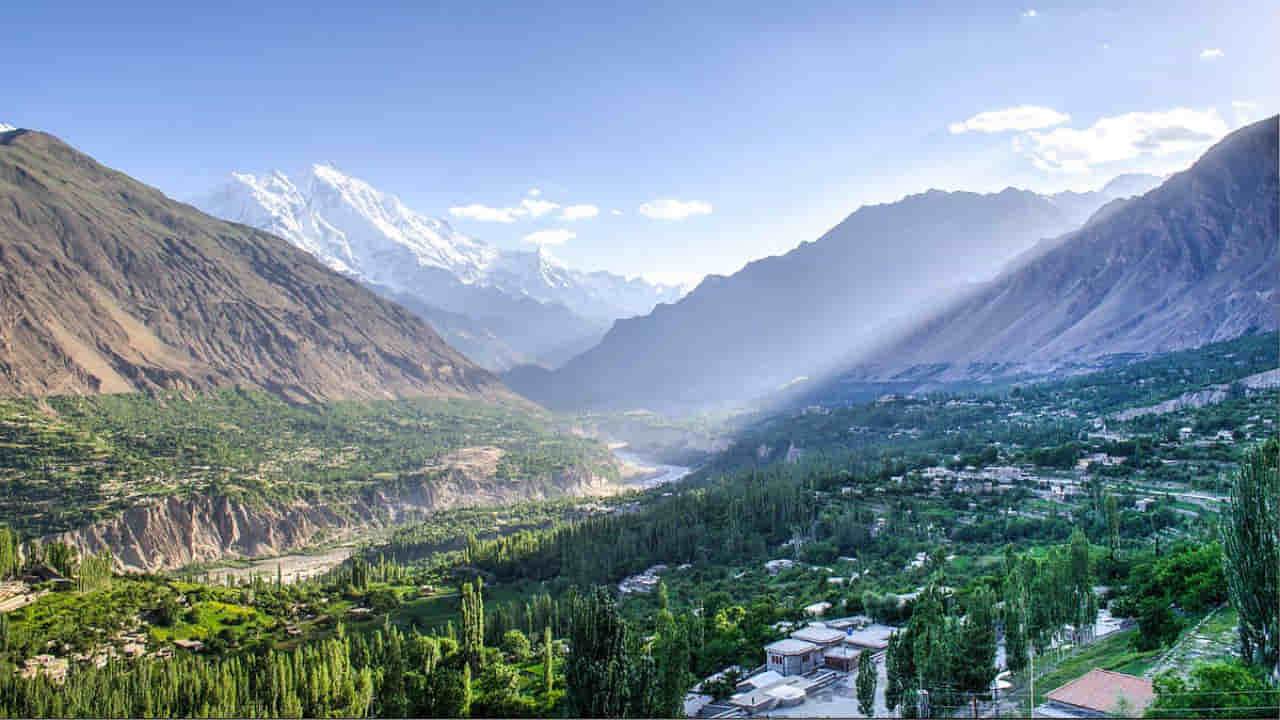 Beautiful Hunza Valley in Northern Pakistan with mountains and terraced fields
