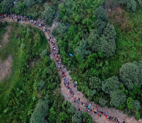 People walking in the Darien Gap