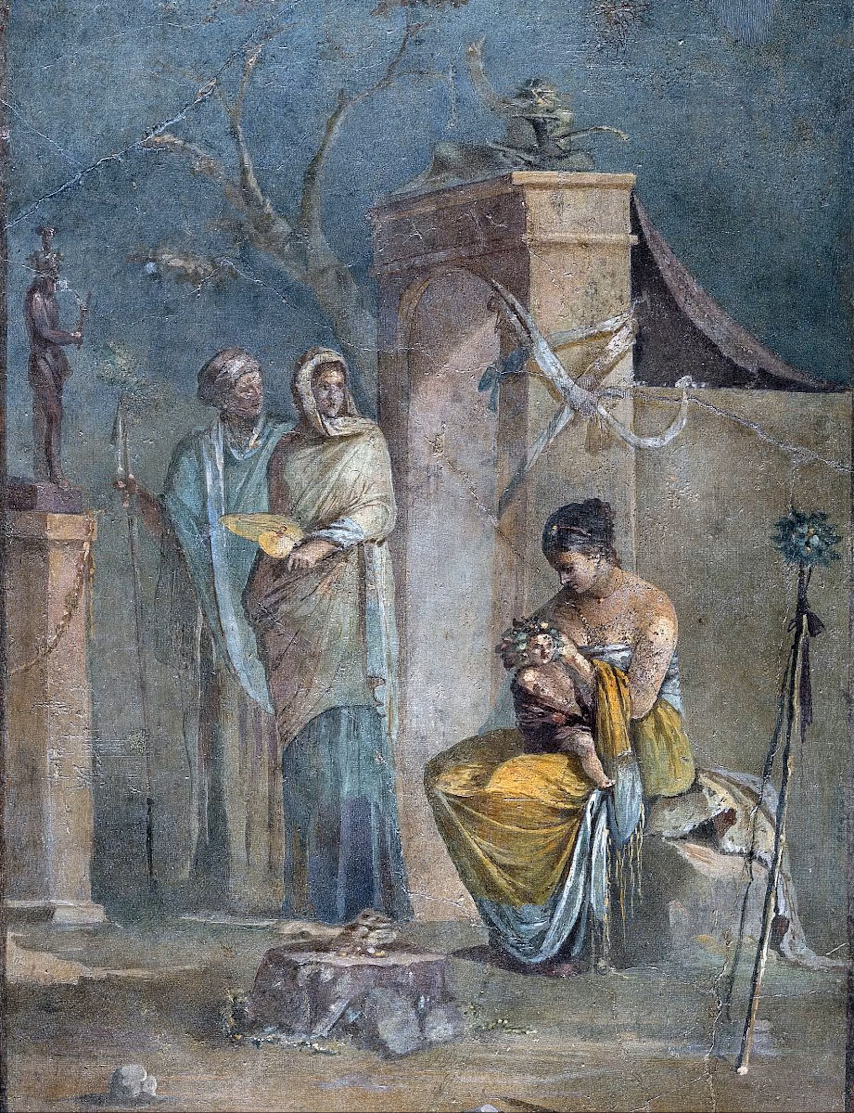 Roman fresco showing the upbringing of Dionysus (Bacchus) 