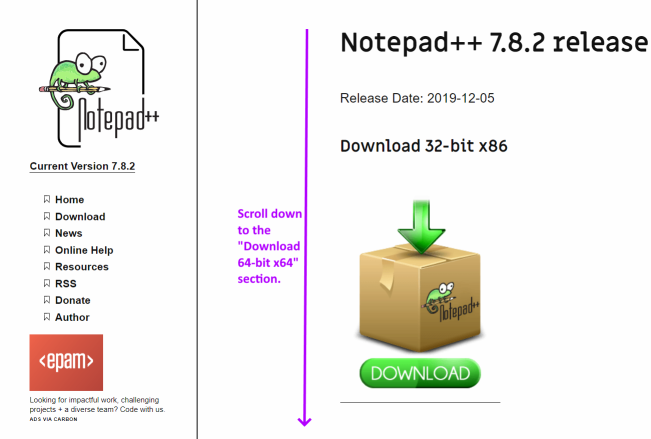 page for downloading latest version (same menu on the left) - scroll down to the heading Download 64-bit x64