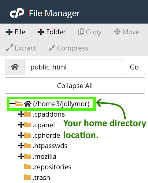 locating the home directory name