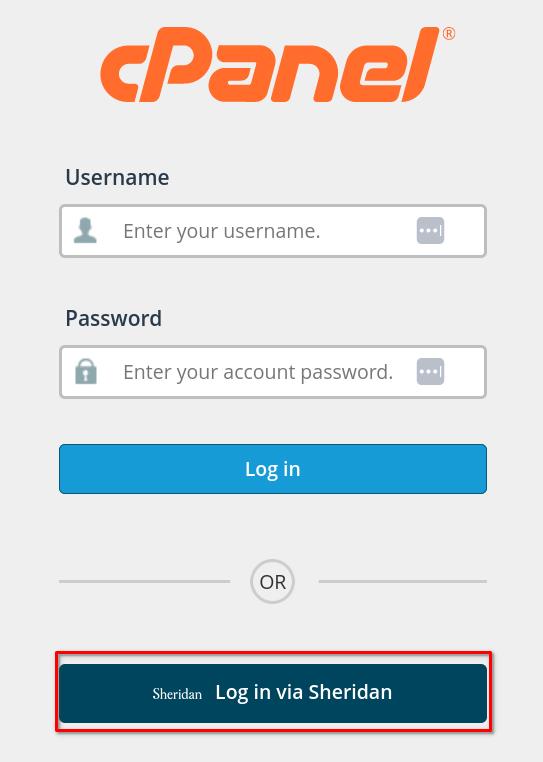 log in via sheridan button at the bottom of the form