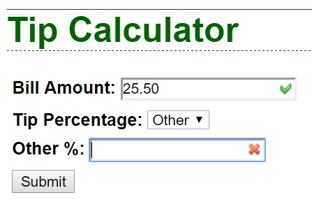 basic tip calculator showing errors